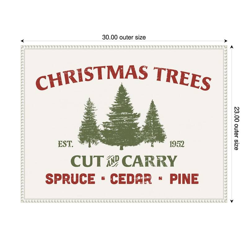 Christmas Farm Sign I by Victoria Barnes Framed Canvas Wall Art Print - 30 x 23 in - White