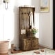 preview thumbnail 18 of 33, HOMCOM 28" 3-In-1 Entryway Hall Tree with Storage Bench, Coat Rack with Four Hooks and Shoe Storage, Gray