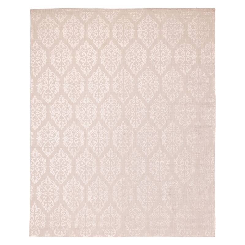 ECARPETGALLERY Hand Loomed Elysian Light Grey Viscose, Wool Rug - 8'0 x 10'1