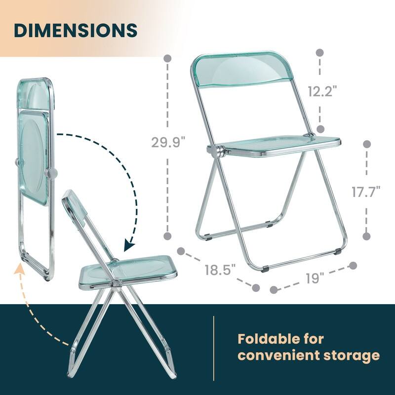 Lawrence Modern Foldable Acrylic Folding Chair with Accent Chrome Frame and Transparent Design for Home Living or Dining Room