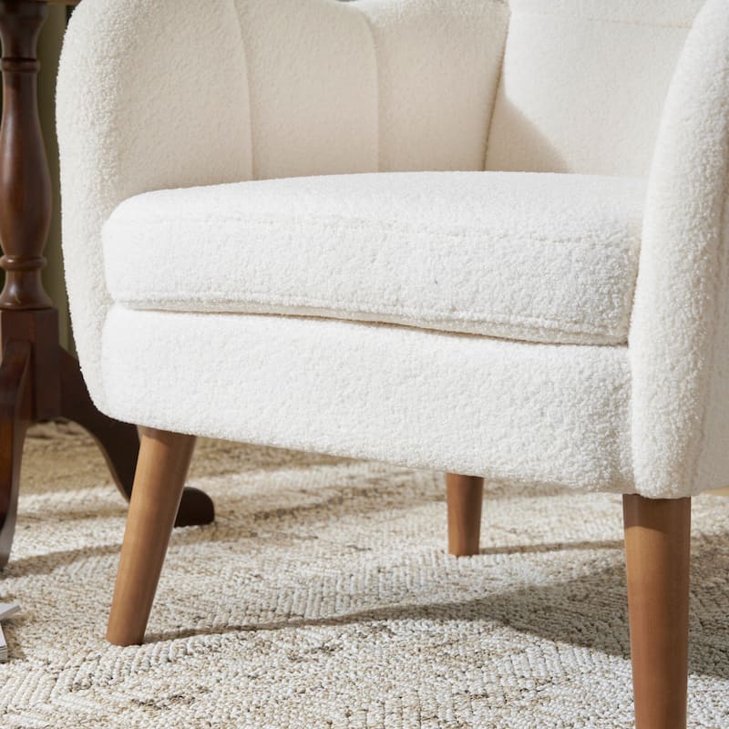 Christopher Knight Home - Josh 41" High Back Teddy Accent Chair, Comfy Modern Armchair with Birch Wood Legs