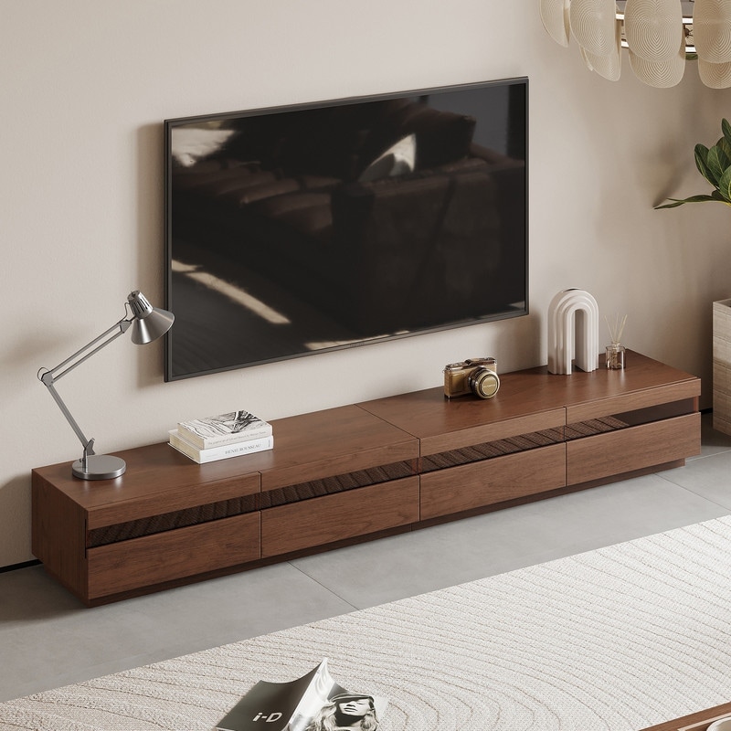 Mid Century TV Stands,Solid Wood Media Console,Brown Color with 3-6 Drawers