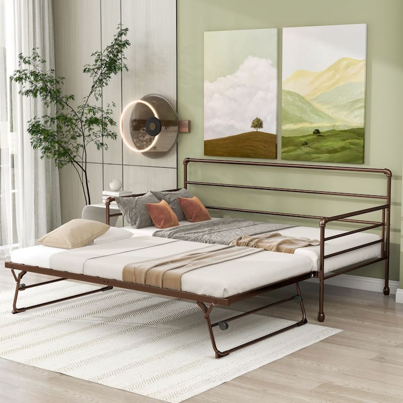 Twin Daybed with Trundle,Day Bed with Trundle Bed Twin,Pop Up Trundle Bed