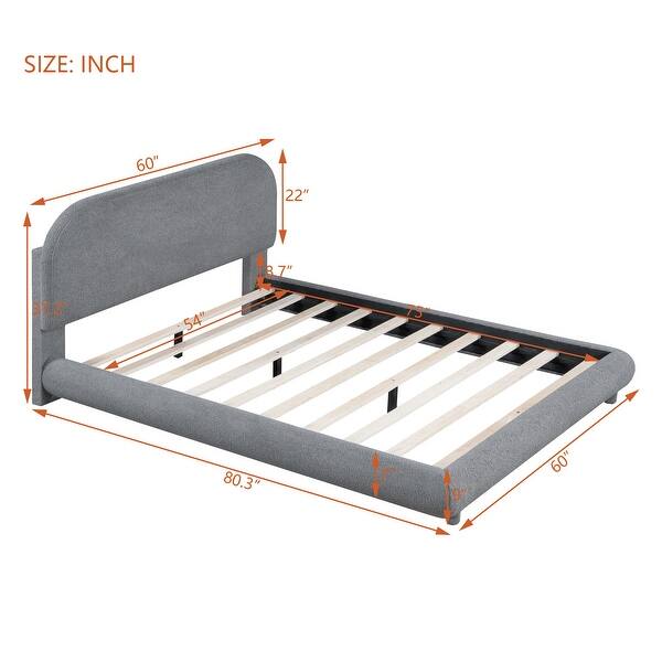 Curved Design Teddy Fleece Upholstered Platform Bed Frame