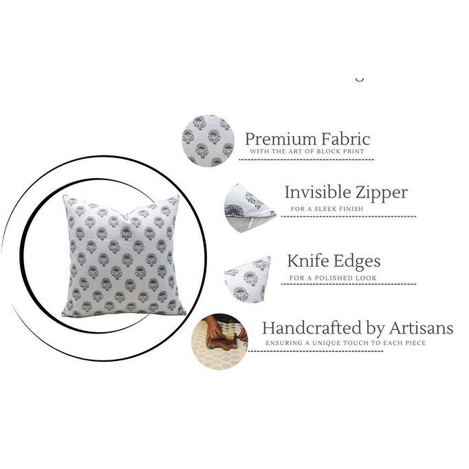 Fabdivine Linen Farmhouse Block print pillow Cover
