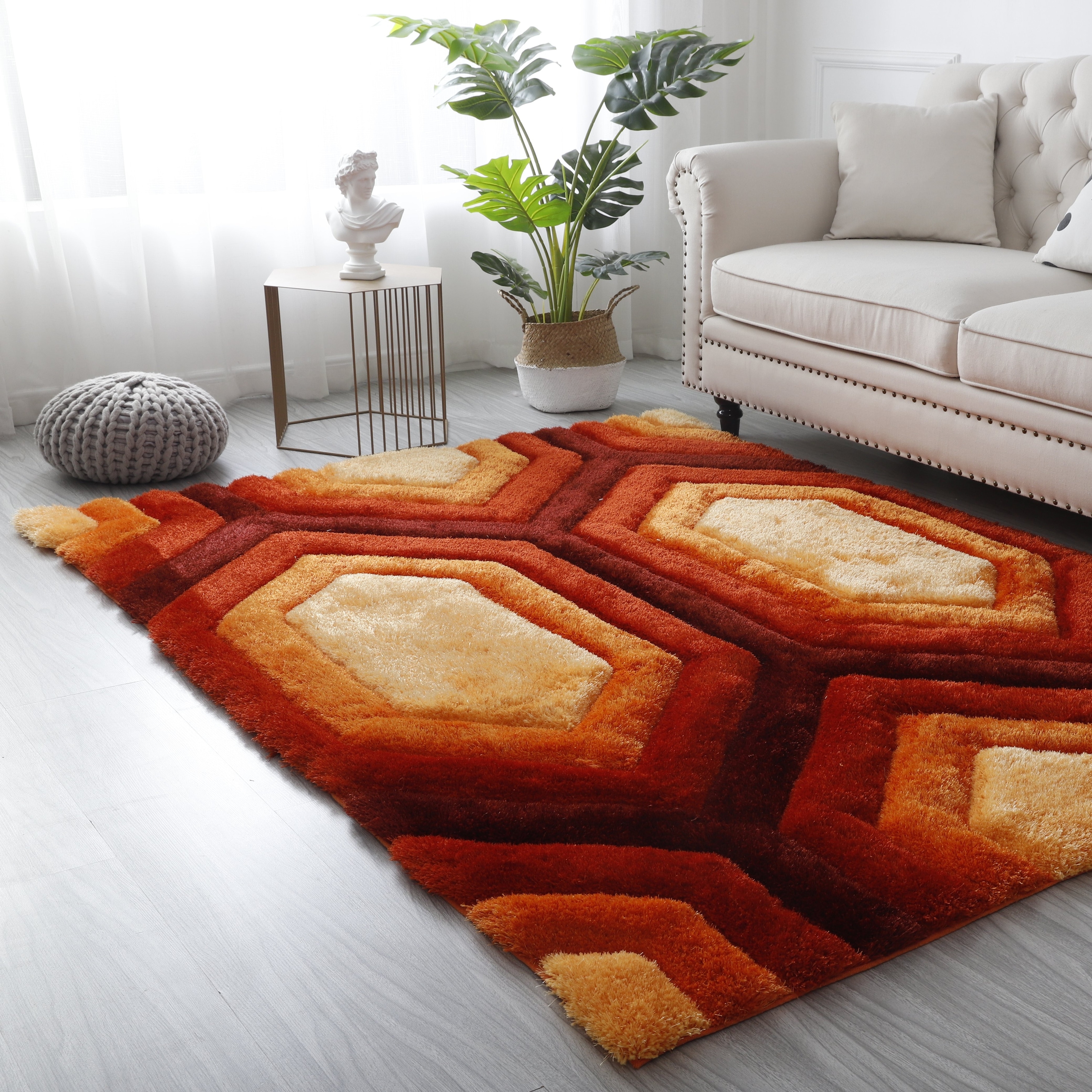 MDA Rugs Mateos Shag Red/Orange Contemporary Designed Area Rug