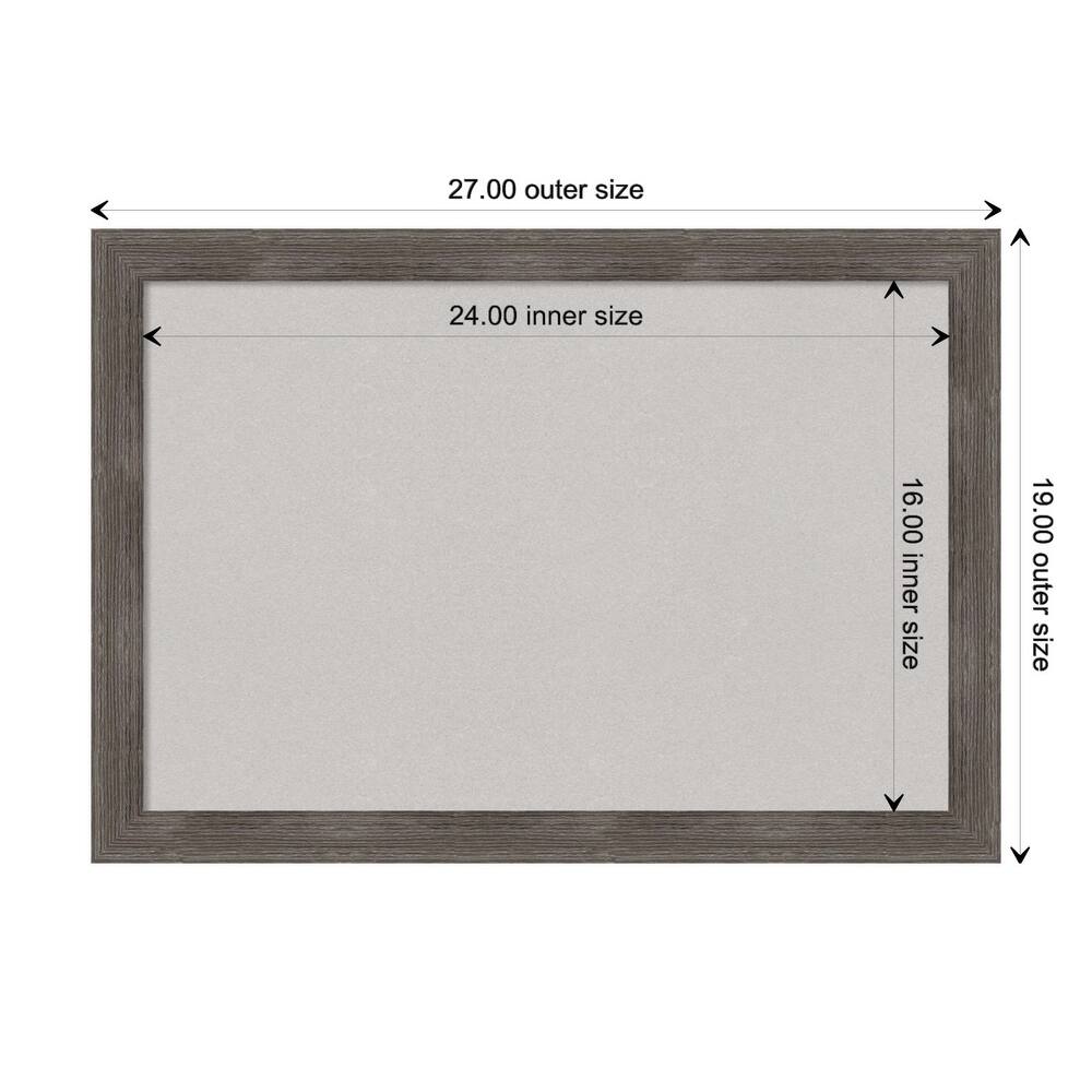 Pinstripe Lead Grey Wood Framed Grey Corkboard Bulletin Board