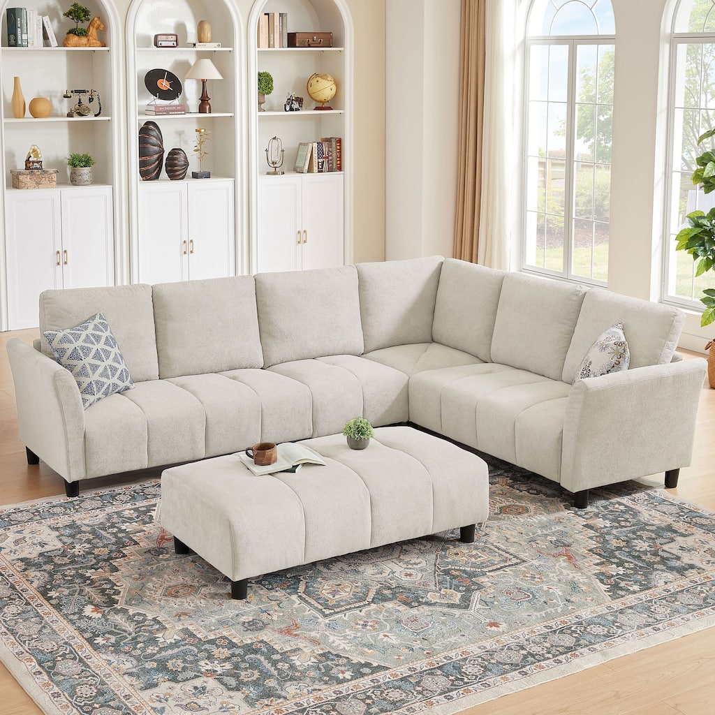 "102.56" W Reversible Sectional Sofa with Corner Seat & Extended Bench