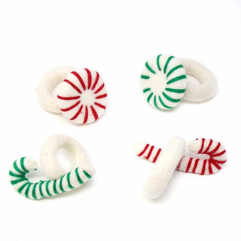 Handmade Felt Christmas Napkin Ring, Set of 4 (Nepal)