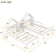 preview thumbnail 19 of 26, Double Twin Size Platform Bed with Nightstand, House-Shape Headboard, Grey
