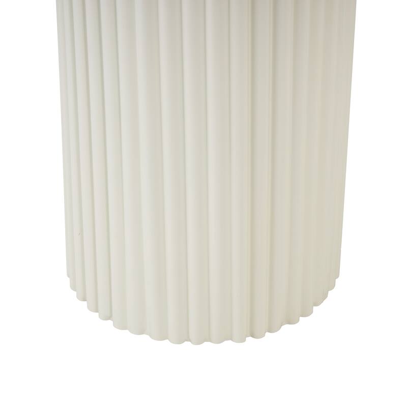 White Metal Handmade Oval Living Room Console Table with Ribbed Legs