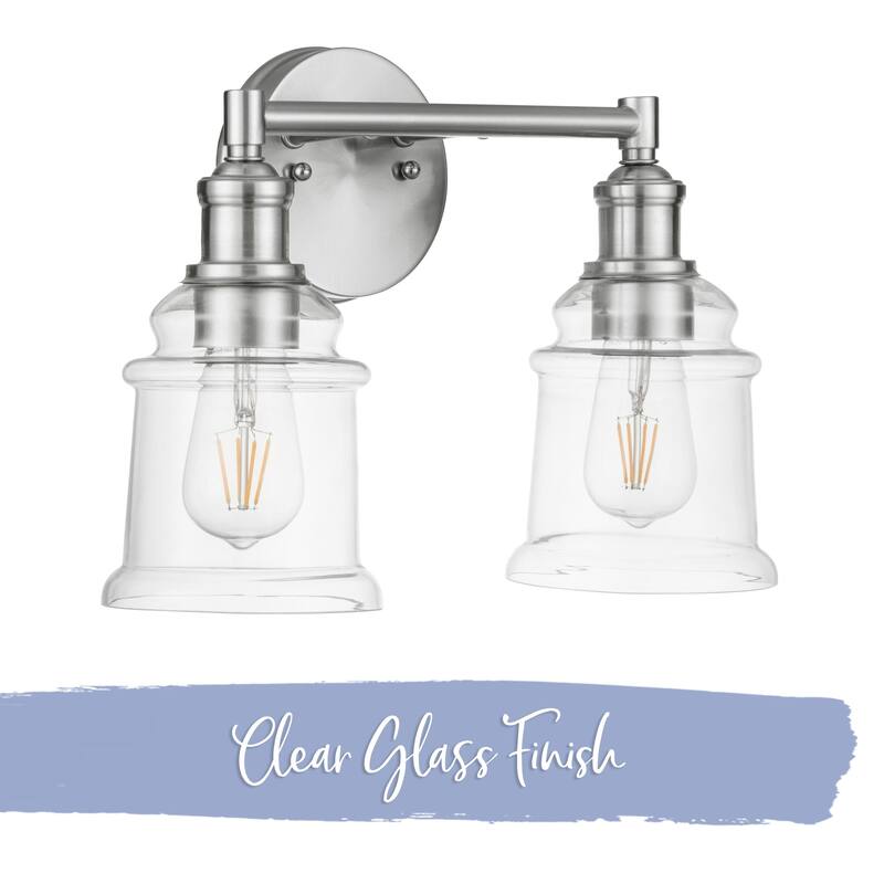 Prominence Home Eaton Ridge Industrial Farmhouse Bathroom Vanity Light, Brushed Nickel - Brushed Nickel