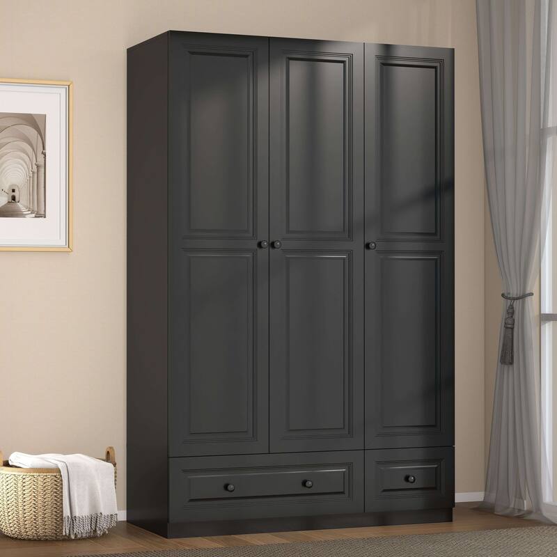 74" Armoire Wardrobes Closet Storage Cabinet - Black