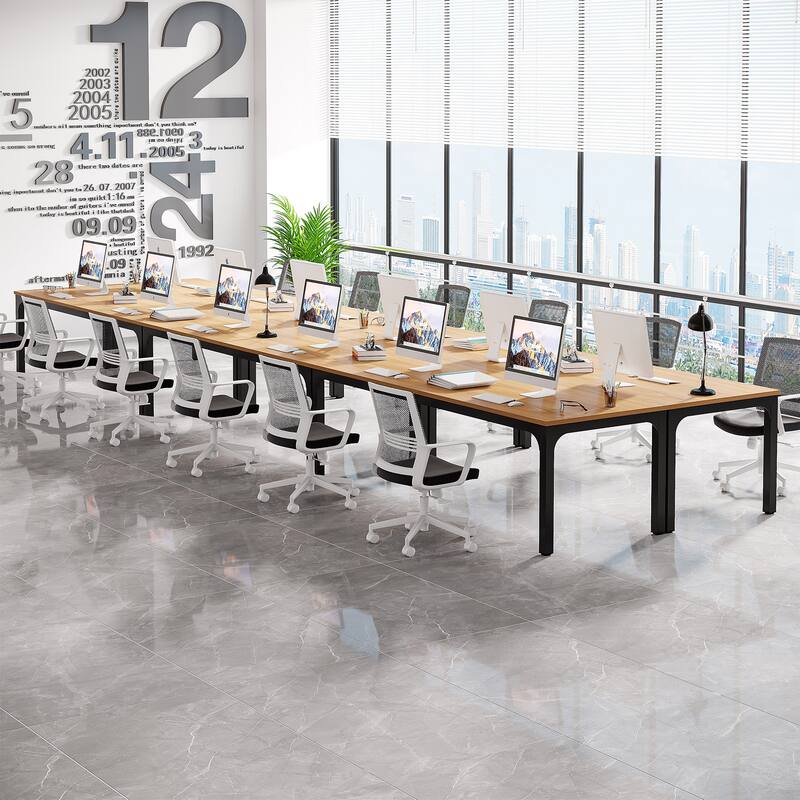Rectangle 13FT Large Conference Table Set of 2, 78.74-Inch Meeting Seminar Table, Long Business Table