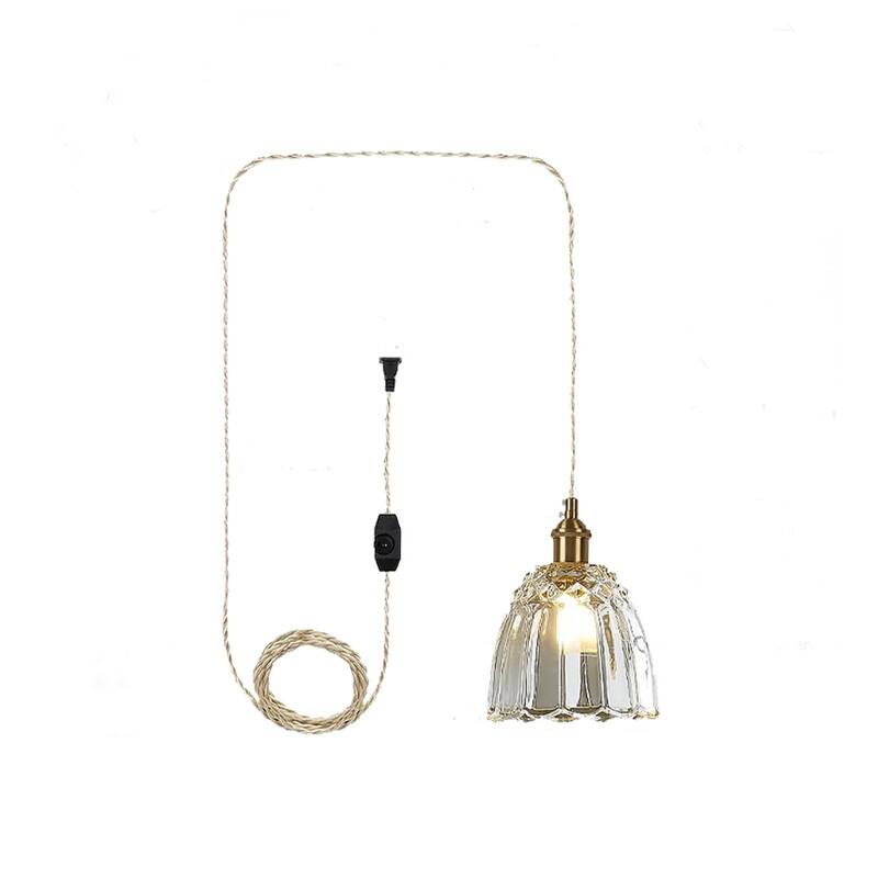E26 kitchen pendant lights gold hanging light glass, metal plug in light