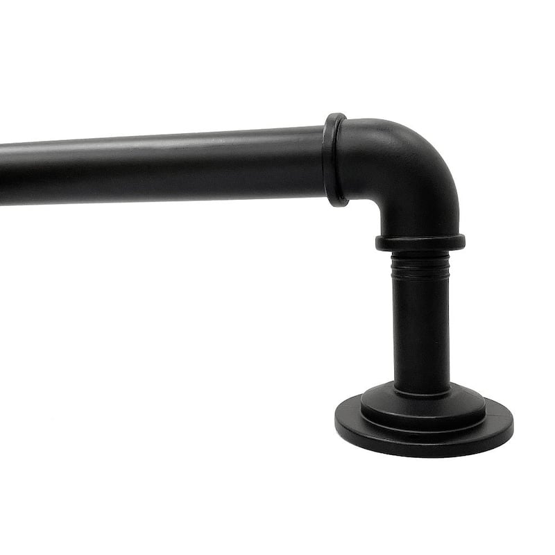 Lumi 1" Single Curtain Rod Set Pewter/ Matte Black- Wraparound finials - 36"-72" - Matte Black