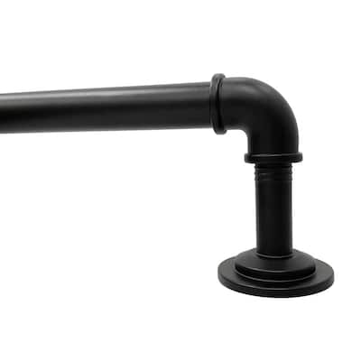 Lumi 1" Single Curtain Rod Set Pewter/ Matte Black- Wraparound finials
