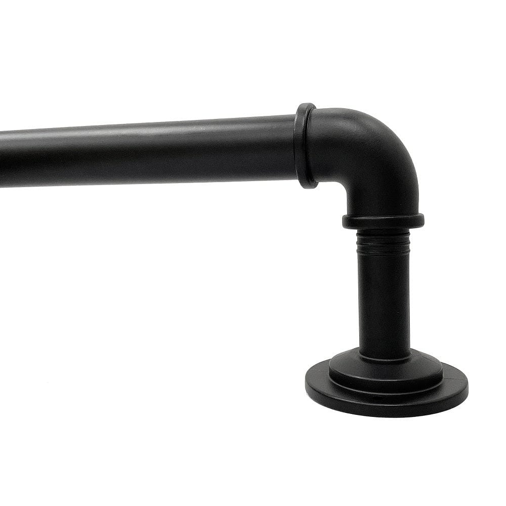 Lumi 1" Single Curtain Rod Set Pewter/ Matte Black- Wraparound finials