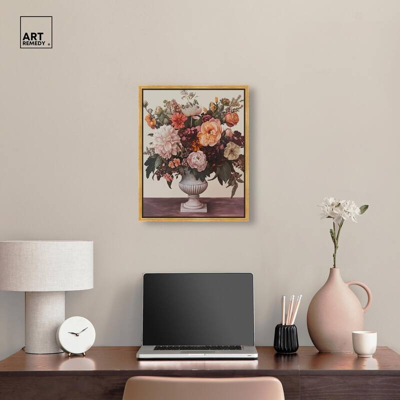 Autumn Tan Floral Canvas by Art Remedy