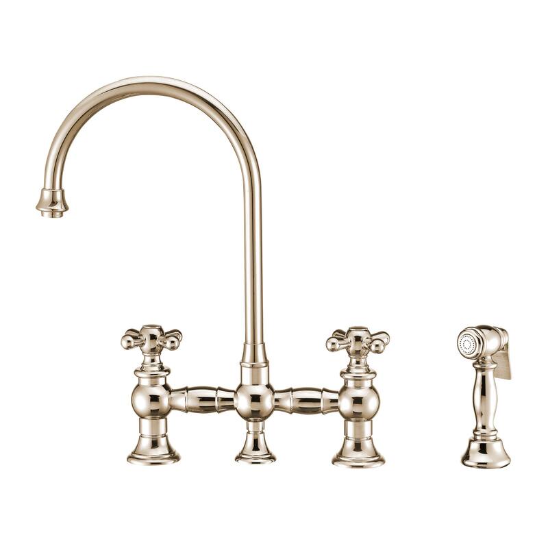 Whitehaus WHKBTCR3-9101-NT Vintage III Plus 1.5 GPM Widespread Bridge - Polished Nickel