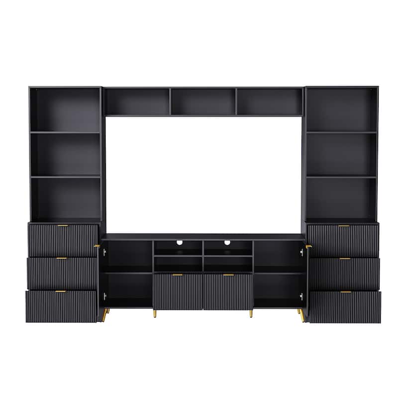 4-Piece Entertainment Wall Unit for TVs Up to 70" - 112.5" D x 16.9" W x 78.7" H