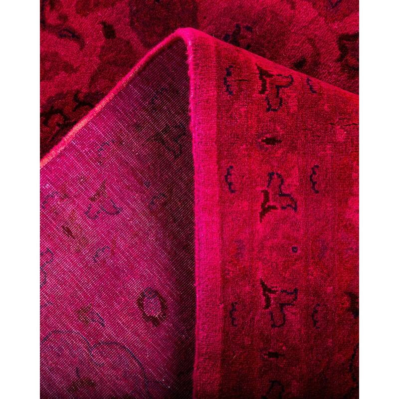 Overton Hand Knotted Wool Vintage Inspired Modern Contemporary Overdyed Pink Area Rug - 8' 2" x 9' 10"