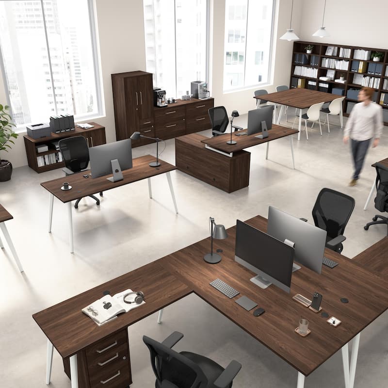 Bush Business Furniture Vista 60W Desk with File Cabinet, Bookcase