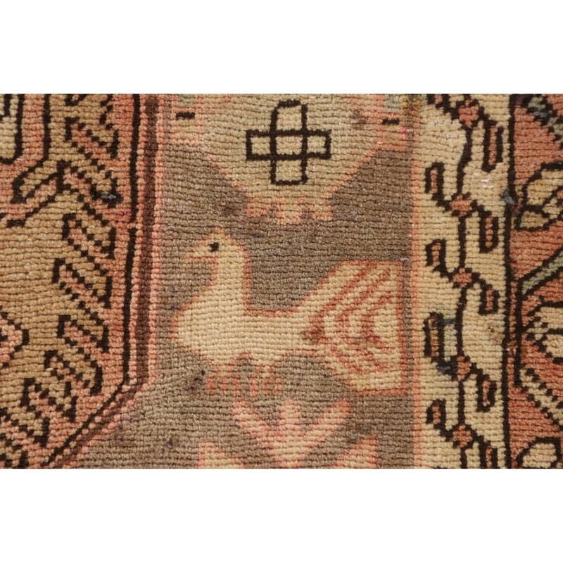 Animals Tribal Meshkin Persian Vintage Runner Rug Handmade Wool Carpet - 3'9"x 10'9"