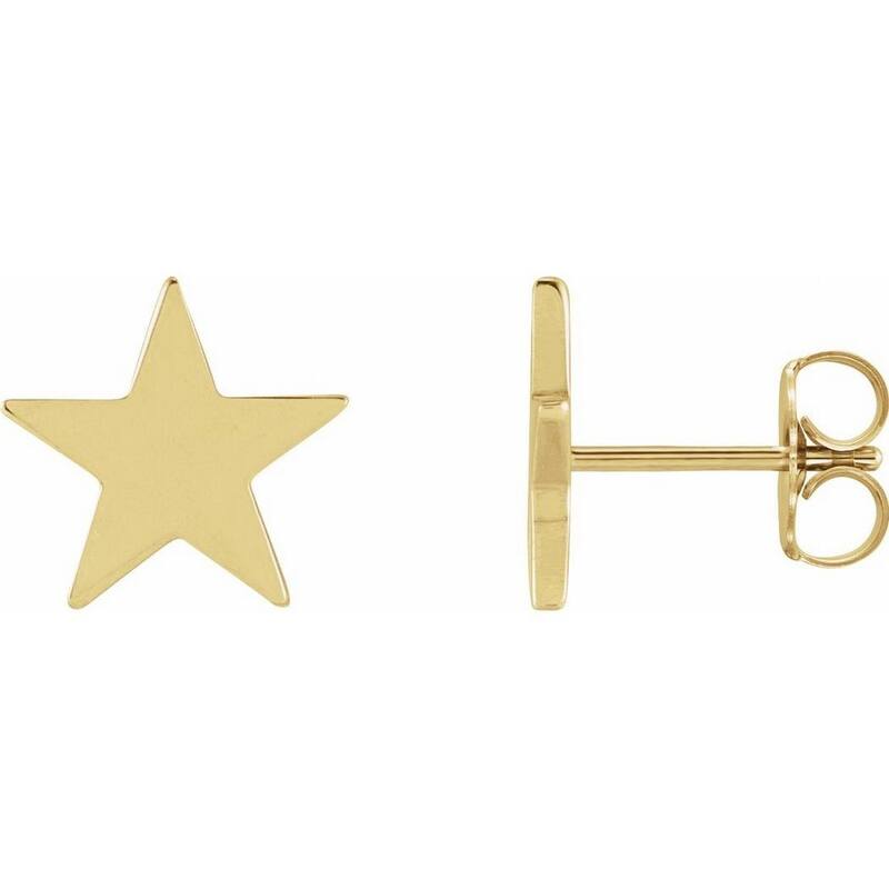Curata 14k Yellow Gold Polished Star Earrings