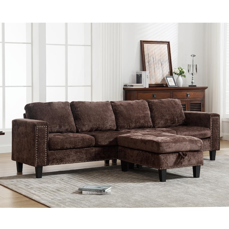 104.5'' L-Shaped 5-Seater Sofa with Storage Ottoman