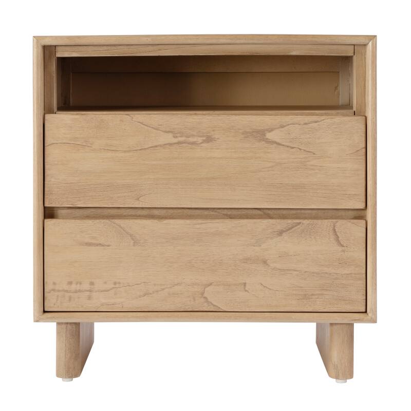 Halmstad 24 in. W Wood Panel 2 Drawer Nightstand with Soft-Closing Drawers
