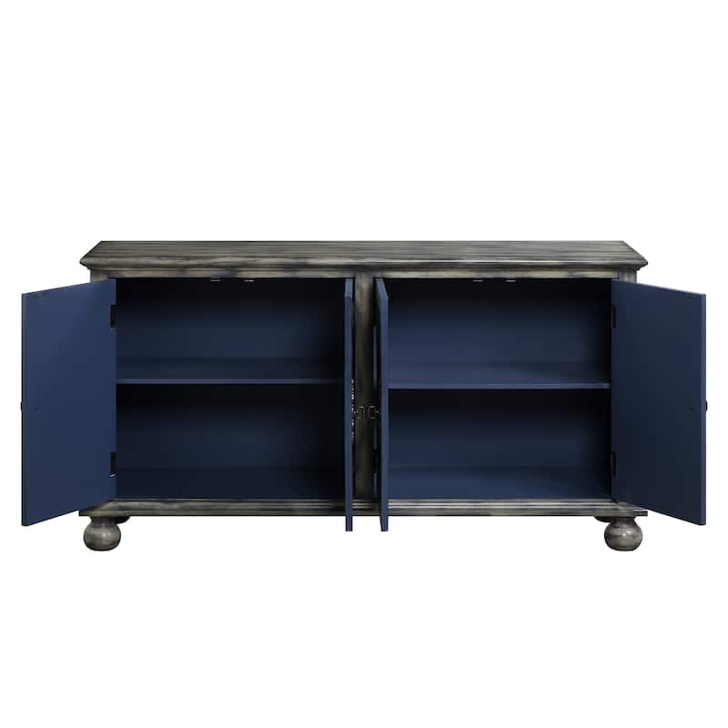 Charming Rustic Console Cabinet with Intricate Design for Versatile Storage