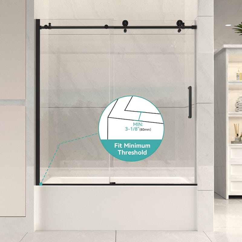 i-Homare 55 - 59 in.W x 60 in.H Tub Sliding Shower Door with Soft Closing System