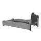 preview thumbnail 6 of 8, Twin Size Velvet Upholstered Platform Bed with Bear-Shaped Headboard & Bed-End Storage Pocket-Wood Slat Support, Easy Assembly