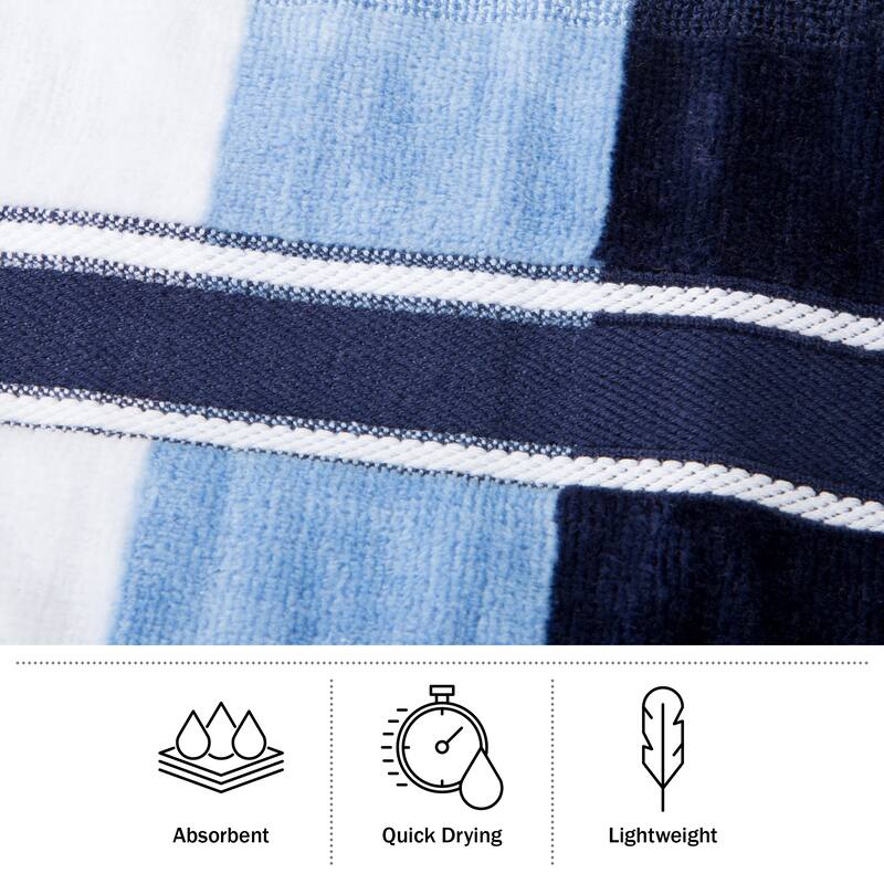 Towel Set with Bath Towels, Hand Towels, and Wash Cloths - Solid and Striped Towels by Lavish Home