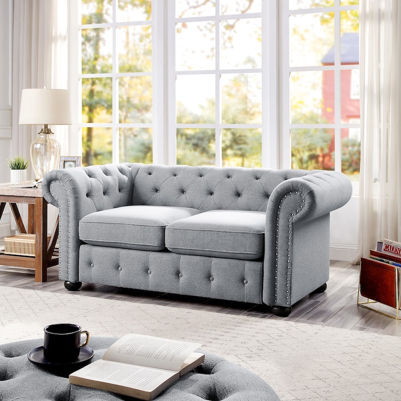 Corvus Aleksis Tufted Chesterfield Loveseat Sofa