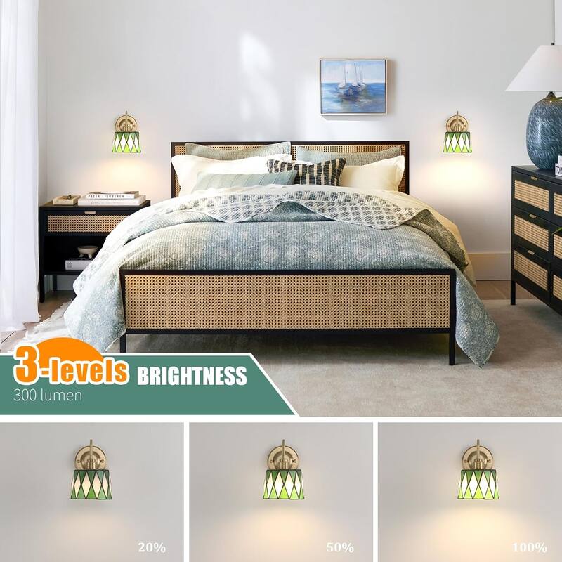 Led bedroom light green checker wall light glass hallway light