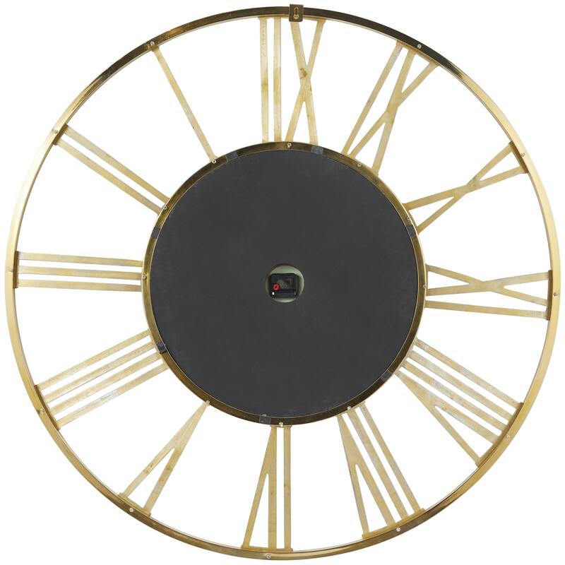 Aluminum Metal Geometric Open Frame Decorative Wall Clock with Glass Center - Silver or Gold - Roche River Decor