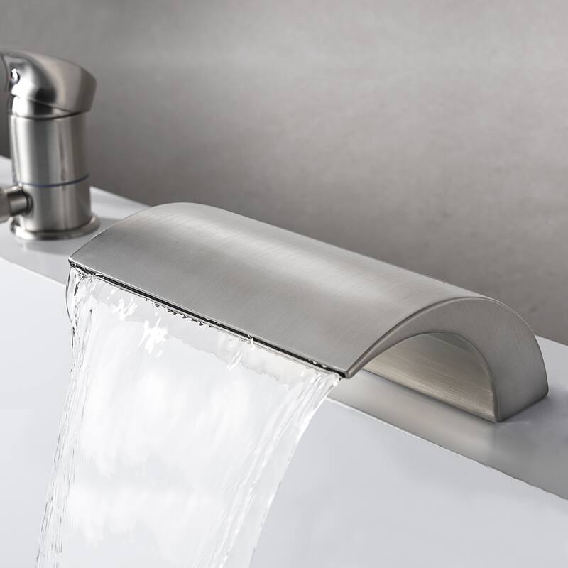 SUMERAIN Single Hanle 3 Hole Deck Mount Roman Tub Faucet with Hand