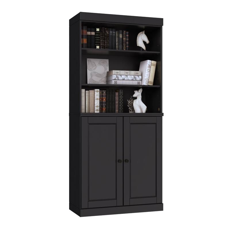 Palace Imports Solid Wood 6-Shelf Bookcase, Raised Panel Doors, Adjustable Shelves