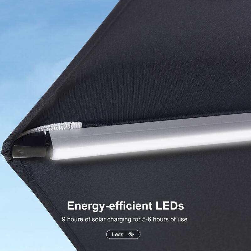 PURPLE LEAF 10 ft Double Top LED Round Patio Cantilever Umbrella