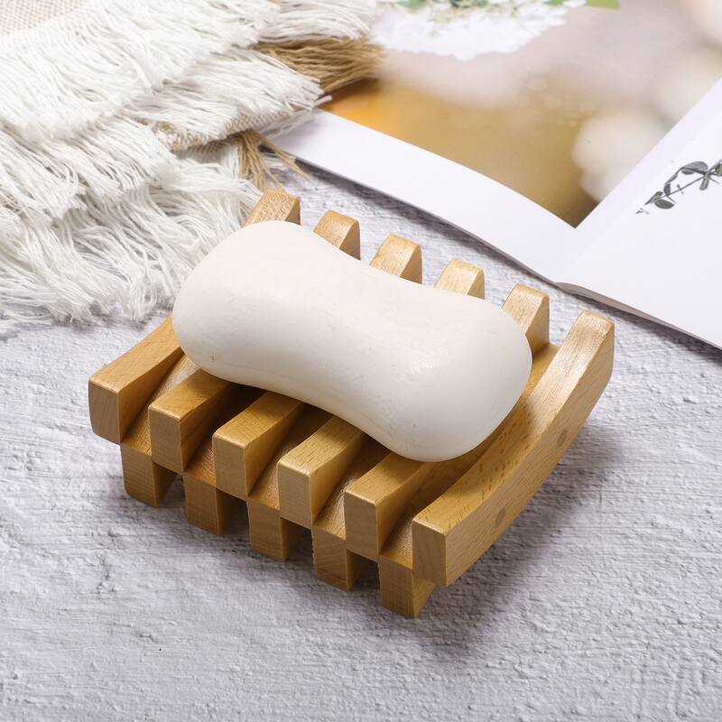 Portable Square Soap Dish for Bathroom for Kitchen 4.33"x3.54"x1.57" Brown 1 Pc