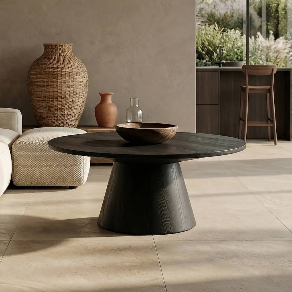 Furniture of America Vitten Modern Solid Wood 36-inch Cone-Shaped Pedestal Base Coffee Table