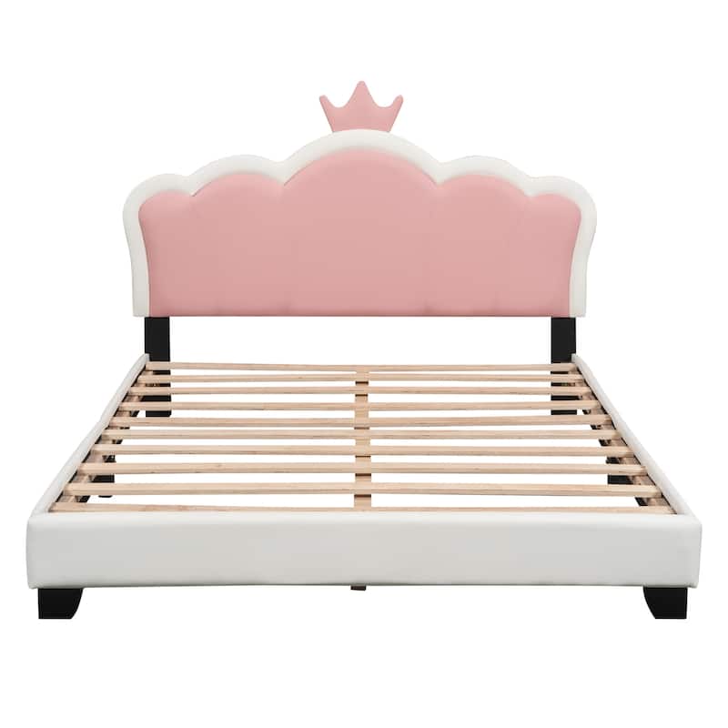 Upholstered Princess Bed With Crown Headboard
