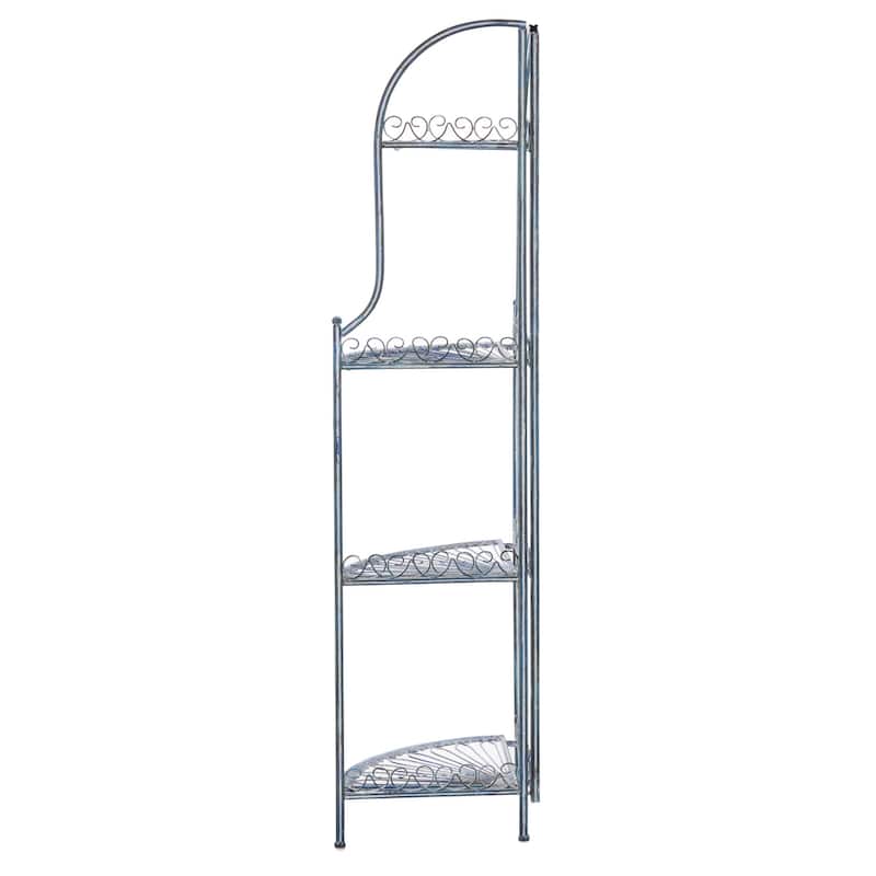 SAFAVIEH Shyla Victorian Wrought Iron 4-Tier Outdoor Corner Shelf - 14 In. W x 14 In. D x 60 In. H - 14Wx14Dx60H