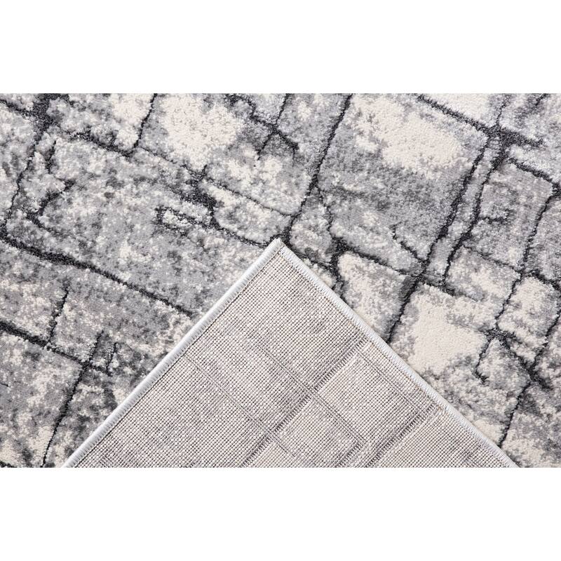 Intense Collection Transitional Light Grey/Bone Abstract Area Rug