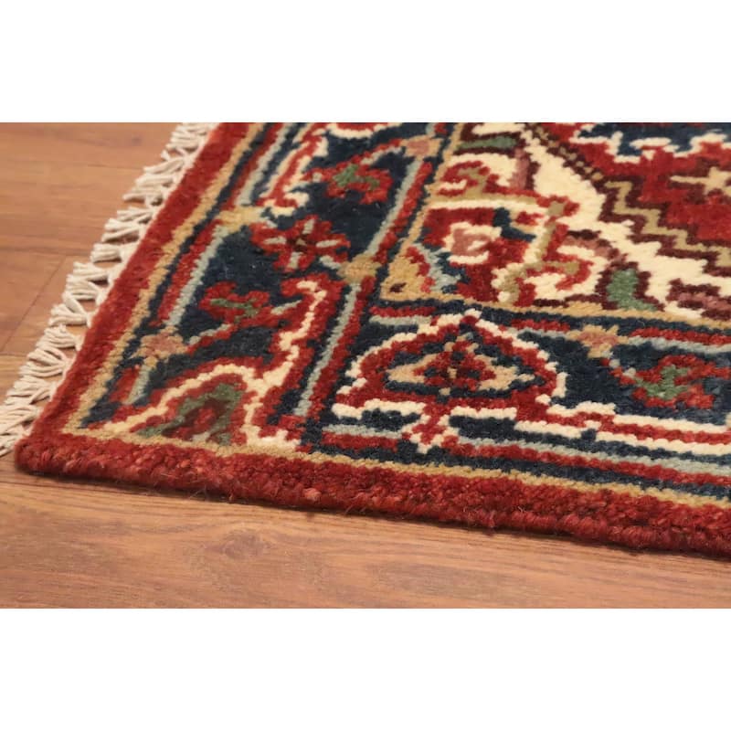 Hand Knotted Oriental 100% Wool Carpet Traditional Medallion Oranges & Rust Heriz (serapi) Area Rug - 3' 0'' X 2' 0''