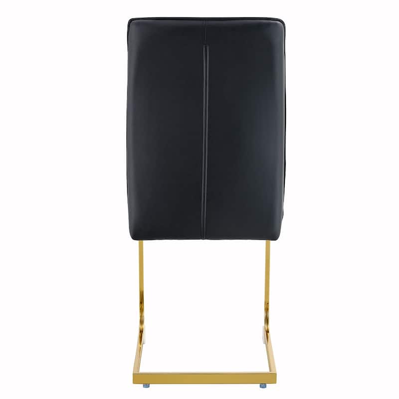 2PCS PU Meterial Dining Chairs With Metal Legs
