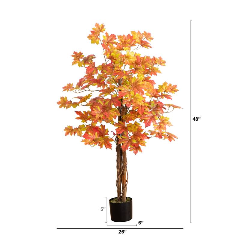 Artificial Deluxe Maple Potted Tree - 4' - Orange