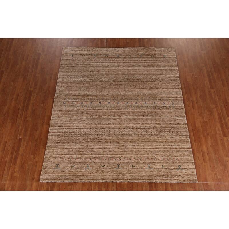 Hand Knotted Oriental 100% Wool Carpet Tribal Tribal Brown Gabbeh Area Rug - 9' 5'' X 8' 0''